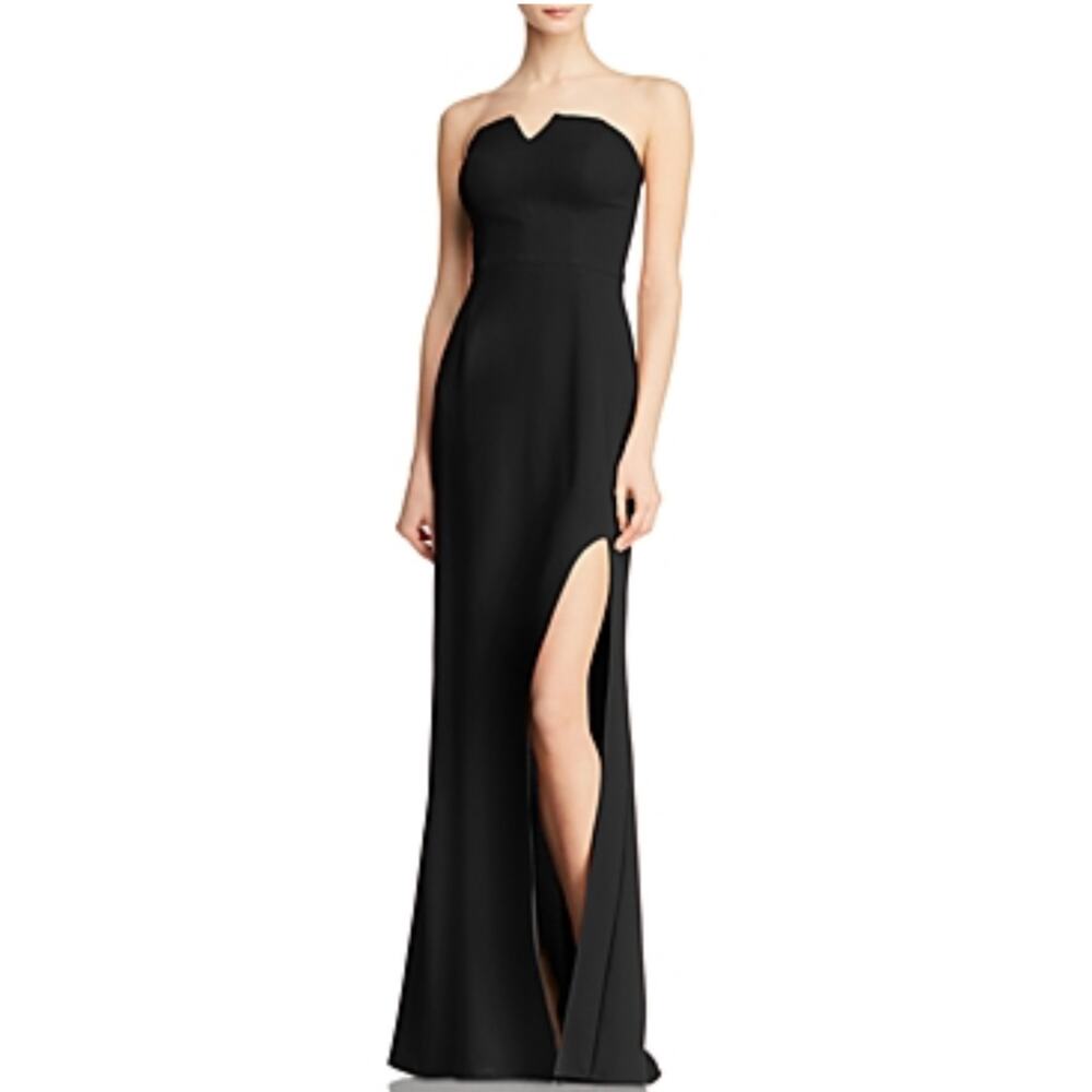 AQUA Strapless Thigh Slit Long Mermaid Evening Gown Black Size 6 Formal Dress